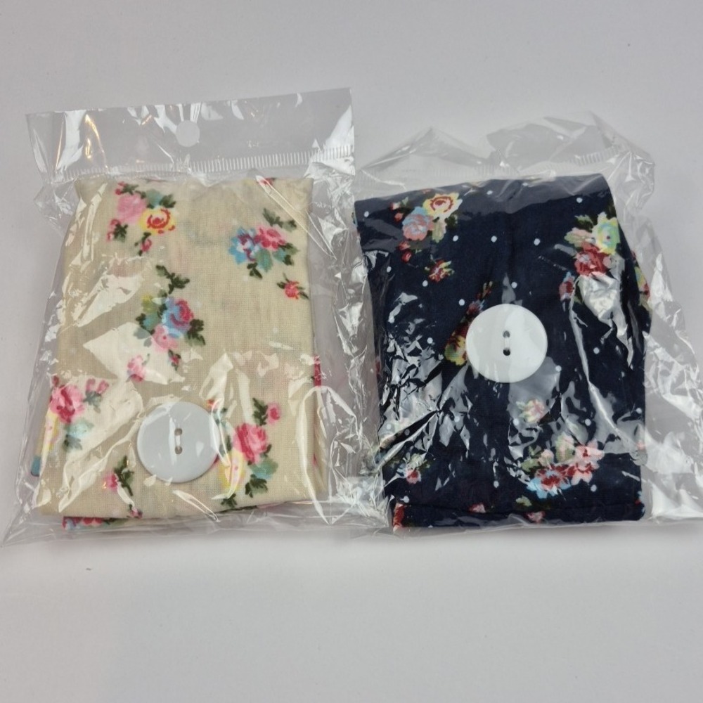 2 Pack‎ Floral Twist Headband Hair Wrap Stretch Buttons for Face Mask Nursing